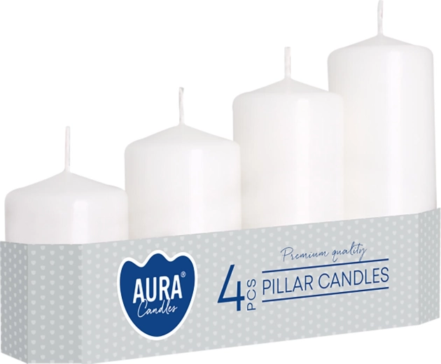Bele adventne sveče različnih višin – 4 kosi