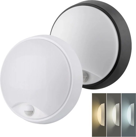 Solight zunanja LED-svetilka s senzorjem gibanja in izbiro CCT, 15/18/20 W, 1800 lm, 22 cm, črna/bela