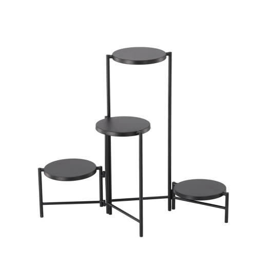 Štiristopenjsko kovinsko stojalo za rože, črno