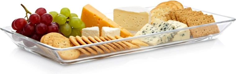 Steklen pladenj za serviranje, pravokotne oblike 30 × 14 × 2 cm