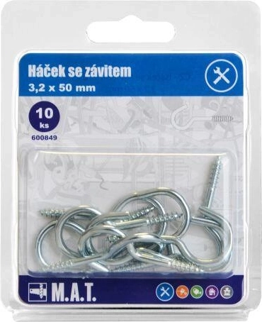 Kavelj z navojem 50 × 3,2 mm, cinkan (10 kos)