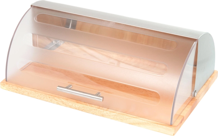 Posoda za kruh GRANDE z leseno osnovo in nerjavečim pokrovom, 39 × 28,5 × 15 cm