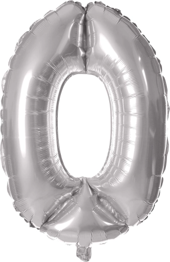 Folijski balon TORO v obliki številke 0, 30 cm – Srebrna
