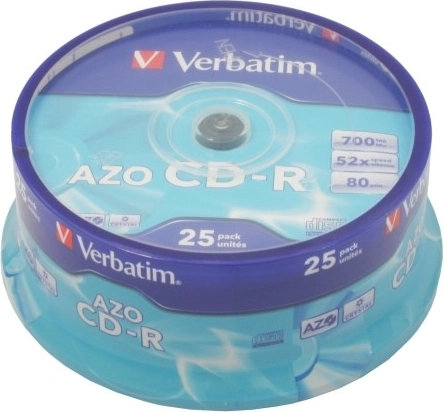 Verbatim CD-R AZO Crystal 700 MB, 52x, 25 kosov
