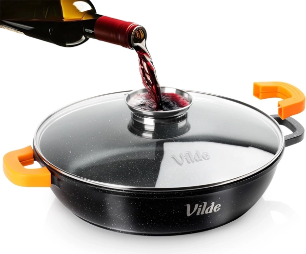 Globoka granitna ponev s steklenim pokrovom TERRUNA AROMA 32 cm, 4,7 l