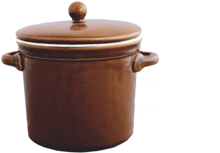 Keramični lonec s pokrovom 1 l rjav