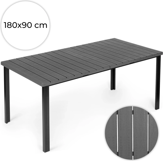 Vrtna miza MultiGarden 180 × 90 cm, siva plošča v dekorju lesa