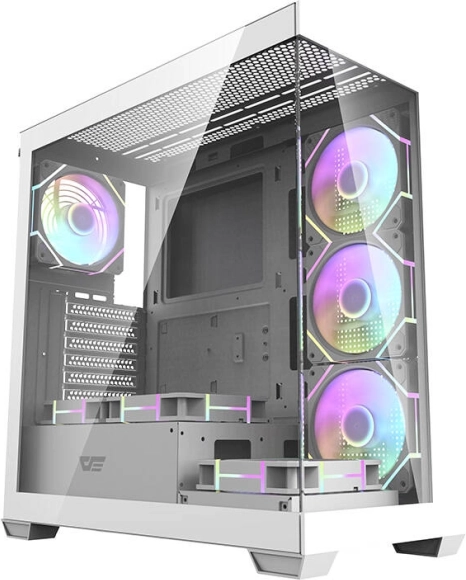 računalniško ohišje darkflash ds900 belo s 7 argb ventilatorji