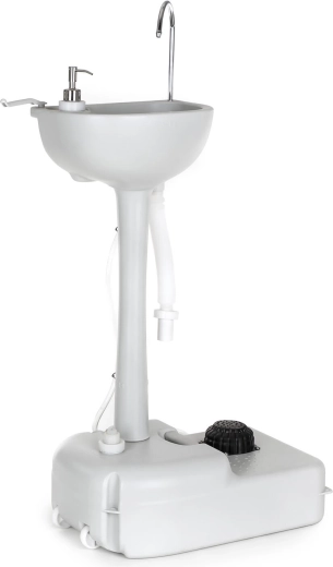 Prenosno stojno umivalno korito z rezervoarjem in dozirnikom mila