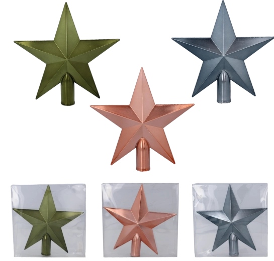 Božični vrh zvezda 20 cm – olivna, bakrena in grafitna