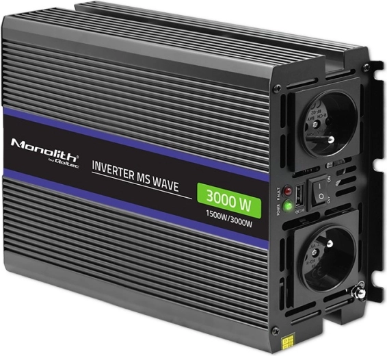 Pretvornik napetosti MONOLITH MS Wave 12V na 230V, 1500/3000 W, USB