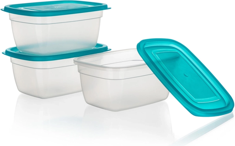 Komplet plastičnih posod za živila 0,95 l – turkizna, 3 kosi