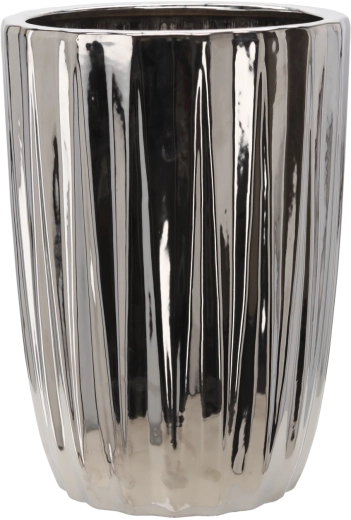 Keramični okrasni lonec srebrn, črtast 31,5 × 31,5 × 44,5 cm