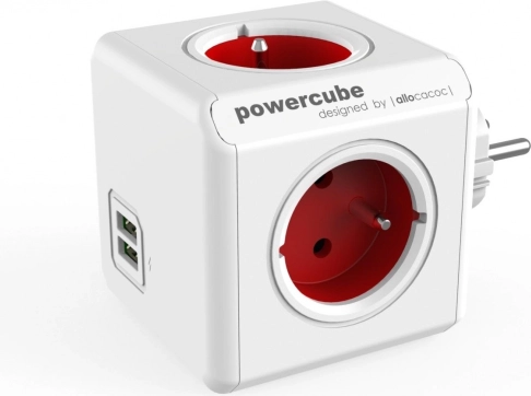 Razdelilec vtičnic PowerCube Original USB rdeč