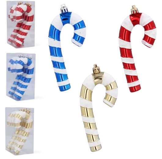 Set 4 božičnih okraskov v obliki sladkorne palčke 13 cm