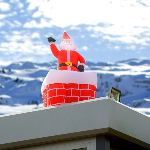 Napihljivi Božiček v dimniku z LED osvetlitvijo 160 cm