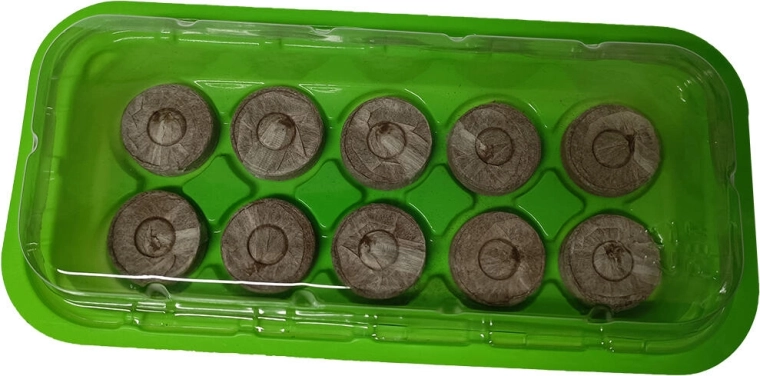 Set za predvzgojo z 10 kokosovimi tabletami in pokrovom