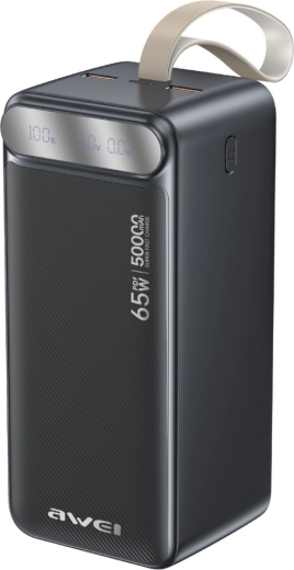 Awei powerbank 50 000 mAh 65 W PD z LED zaslonom (2× USB-A, USB-C) - 1 kos