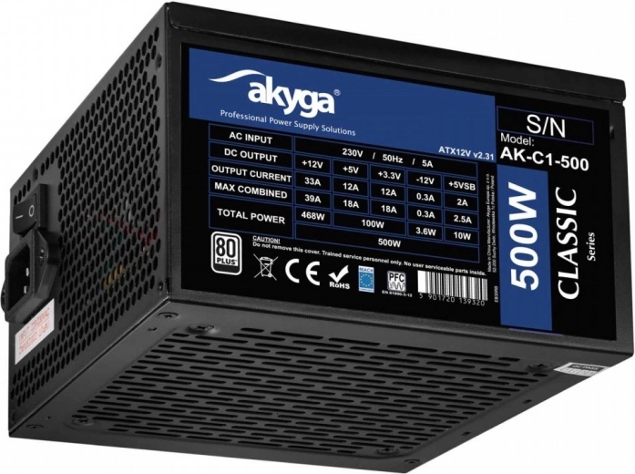 Akyga ATX napajalnik 500 W Classic 80 PLUS