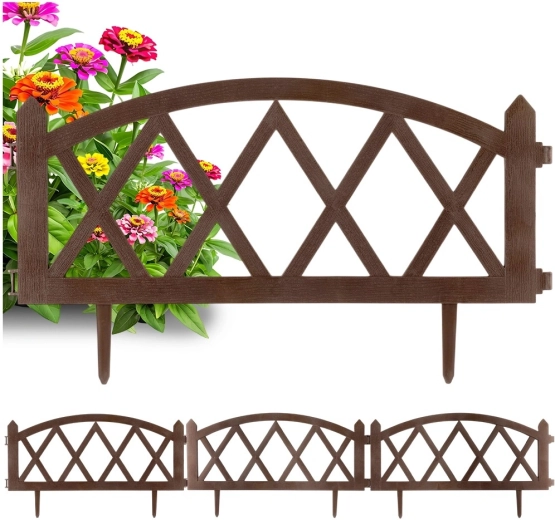 Vrtna obrobna ograja rjava 57 × 25 cm, komplet 4 kos