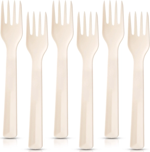 Plastične jedilne vilice krem SANDY 18 cm, 6 kos