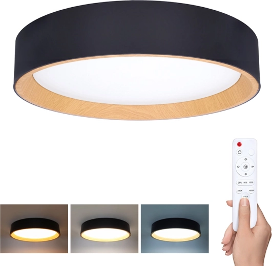 Solight LED stropna in stenska svetilka Larios Black z daljinskim upravljanjem