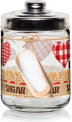 Steklena posoda s pokrovom Cerve Valentina 800 ml za sladkor s srcem
