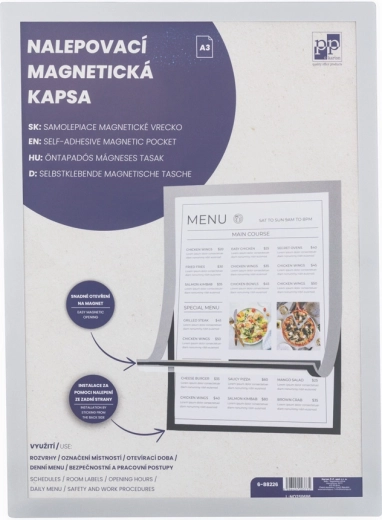 Samolepilni magnetni žep A3 s srebrnim robom