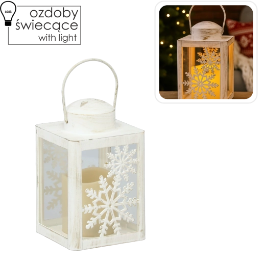 Božični lampijon z LED svečko 10 × 10 × 17 cm – 1 kos