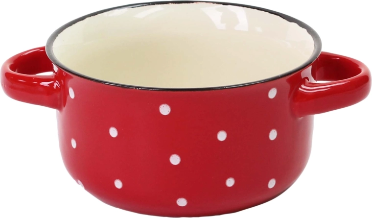 Keramična skodela rdeča z belimi pikami 580 ml