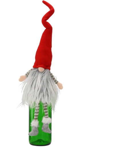 Božični dekorativni škratek – prevleka za steklenico vina