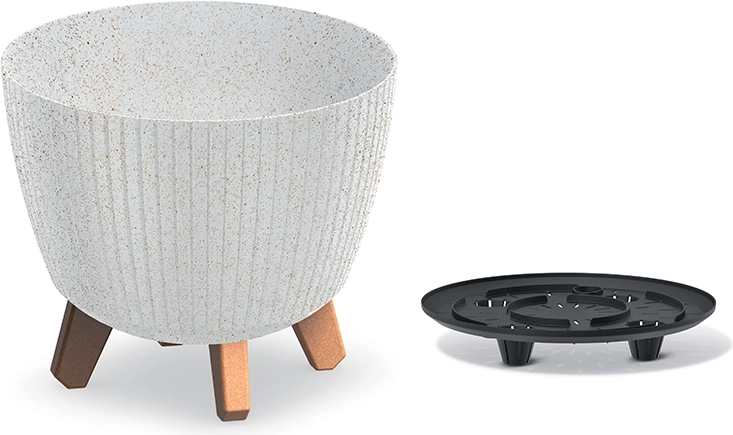 Cvetlični lonec Lamia Eco Wood 23,2 cm bel