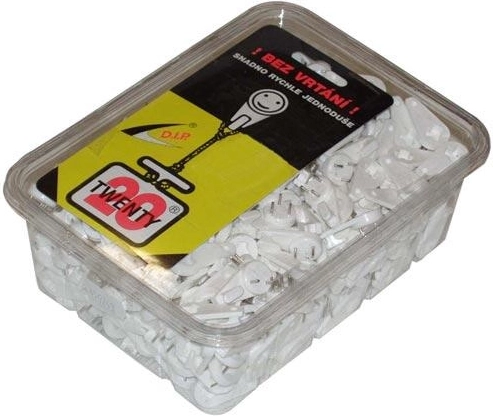 Univerzalni kavelj TWENTY, bel, plast, 400 kos