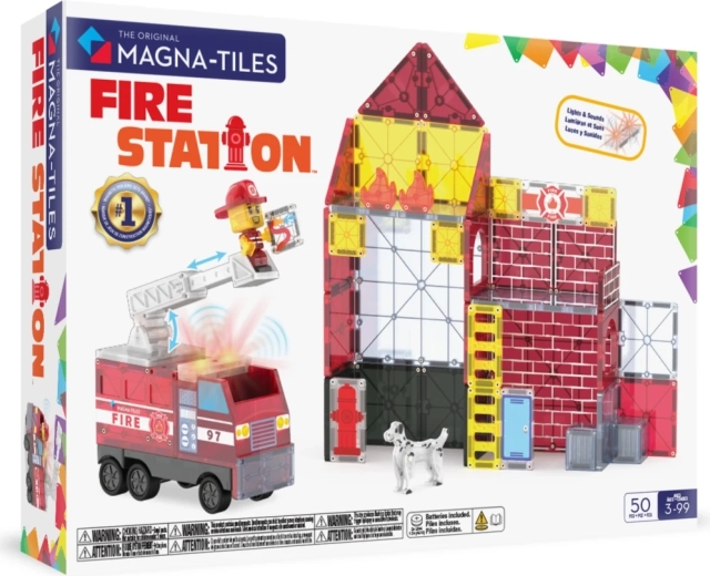 Magna-Tiles magnetna gradbena igrača gasilska postaja (50 kosov)