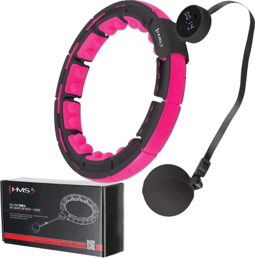 Masažni hula hoop z utežjo, magneti in števcem – črn