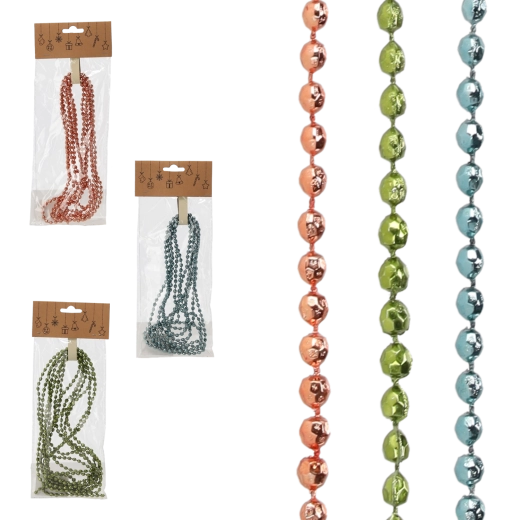 Božična girlanda s kroglicami 2,7 m – olivna, bakrena in grafitna