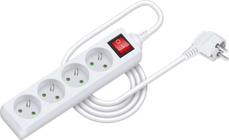 RETLUX Extension Cord with Switch, 4 Outlets, 2 m