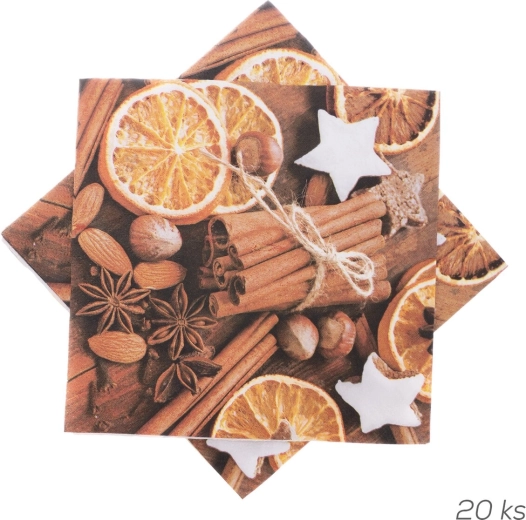 Papirnati prtički z motivom cimeta 33 × 33 cm, 20 kos