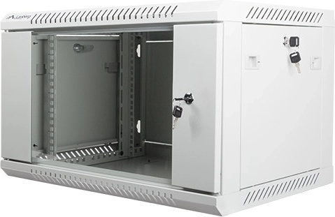 Stenska Omara 19'' 6U 600x450 mm Siva s Steklenimi Vrati