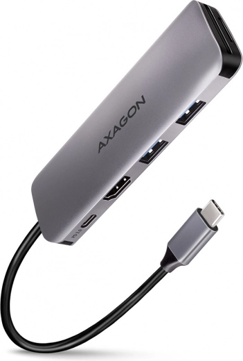 axagon hmc-5 usb-c razdelilnik 5v1 s hdmi 4k, 2x usb-a, čitalnikom sd/microsd in pd 100 w