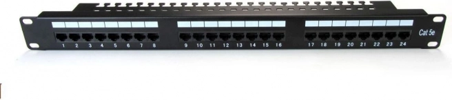 Patch panel 19" z 24 vrati, kat. 5e, črn