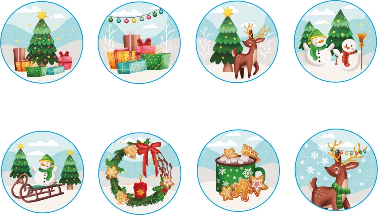 Christmas Round Stickers 2.5 cm – 200 pcs