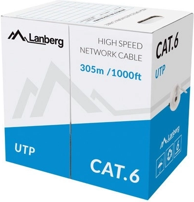 Omrežni kabel UTP Cat.6, bakrena žica, 305 m, siva