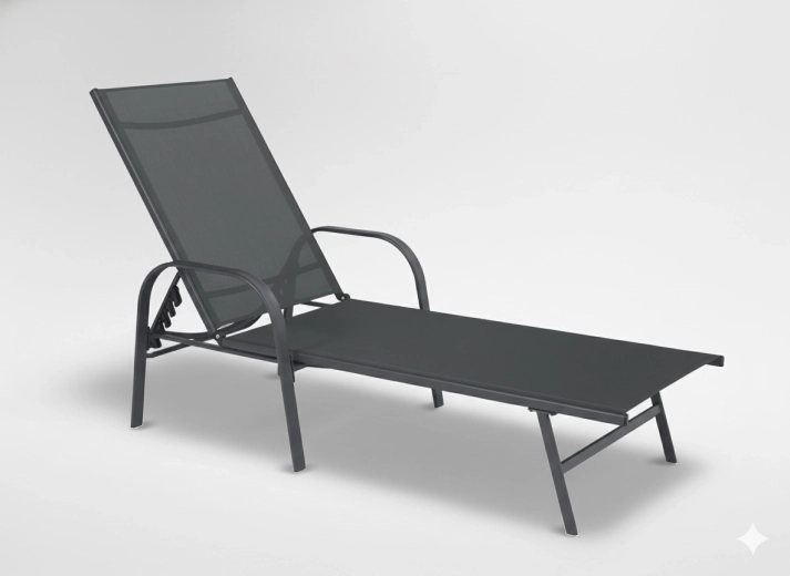 Vrtni nastavljivi ležalnik 195 × 69 × 94 cm, temno siv