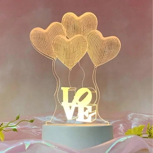 Night LED Lamp Love Heart 3D Illusion USB