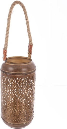 Svečenik Blade iz kovine in jute rjavo-zlat 24 cm