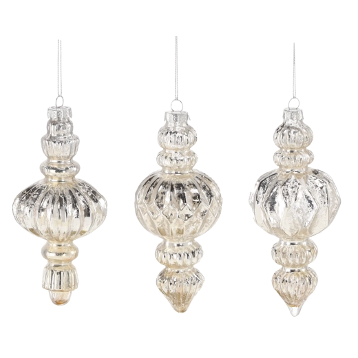 Stekleni božični okras v šampanjski barvi, različni vzorci