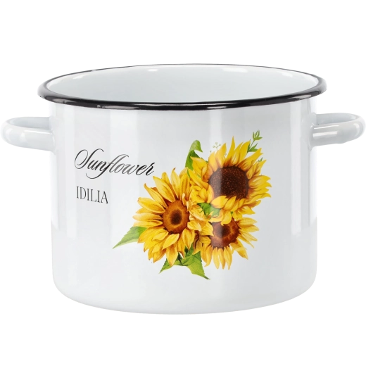 Enamel pot with sunflower 5.5 l, 22 cm