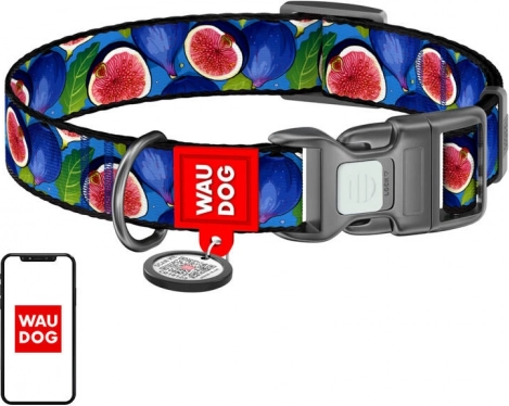 Najlonska ovratnica za pse z QR kodo Waudog Fig, velikost S