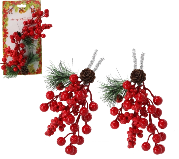 Dekorativne vejice z jerebikami in storži, komplet 2 kosa